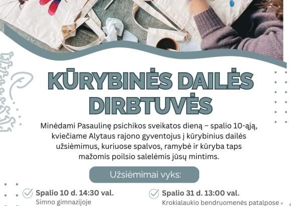 Kviečiame į kūrybinius dailės užsiėmimus!