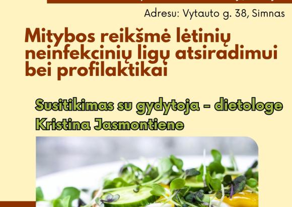 Kviečiame dalyvauti Sveikatos stiprinimo programos antrajame užsiėmime, skirtame širdies ir kraujagyslių ligų bei cukrinio diabeto profilaktikai!