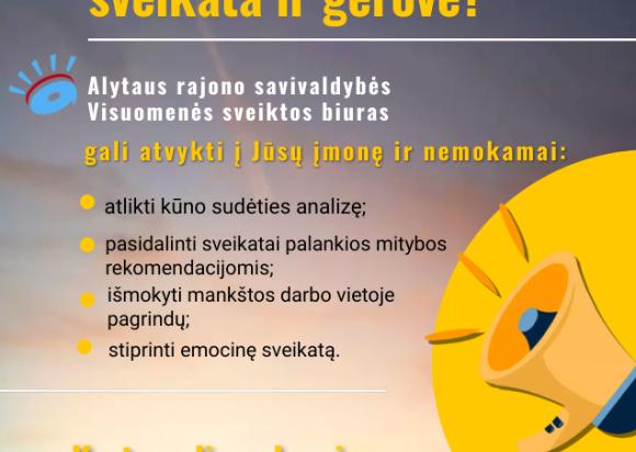 Kviečiame Alytaus rajono įmonių darbuotojus stiprinti sveikatą