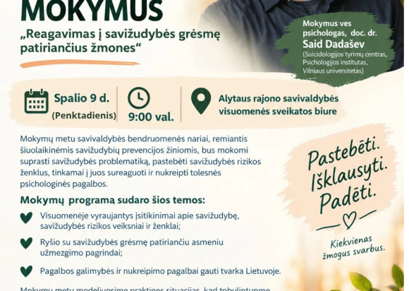 Savižudybių prevencijos mokymai!